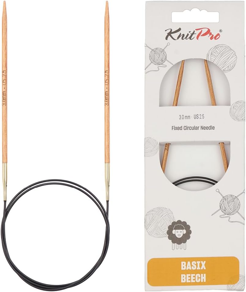 KnitPro Basix Beech Knitting Pins Circular Fixed 150cm x 3.00mm