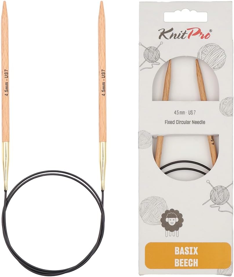 KnitPro Basix Beech Knitting Pins Circular Fixed 150cm x 4.50mm