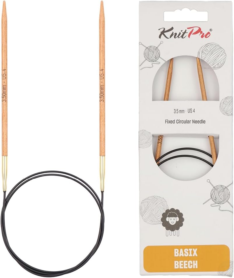 KnitPro Basix Beech Knitting Pins Circular Fixed 100cm x 3.50mm