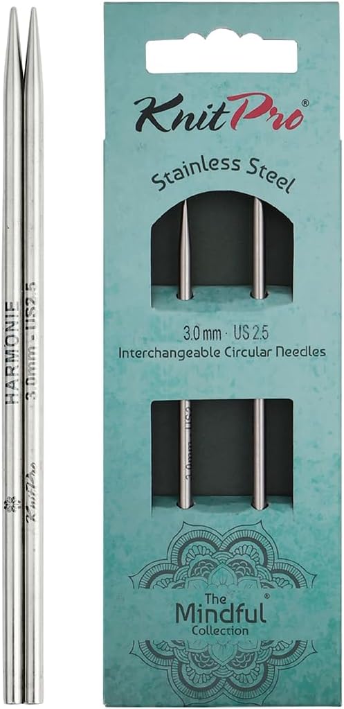 KnitPro Knitting Pins Circular Interchangeable Tips Lace 13cm x 3.00mm Mindful Collection (Pair)