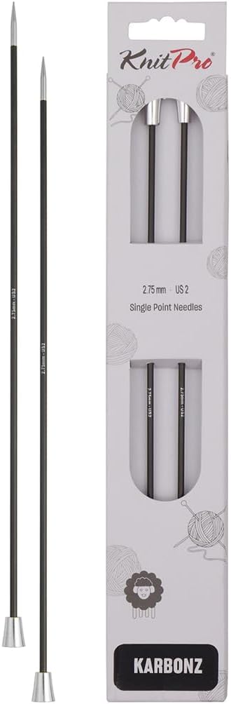 KnitPro Knitting Pins Single-Ended Karbonz 35cm x 2.75mm (Pair)