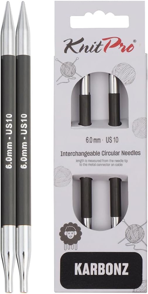 KnitPro Knitting Pins Circular Interchangeable Karbonz 13cm x 6.00mm (Pair)