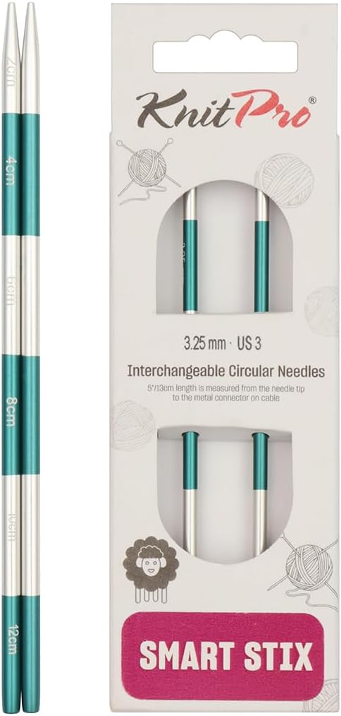 KnitPro Knitting Pins Circular Interchangeable Smart Stix 10cm x 3.25mm (Pair)
