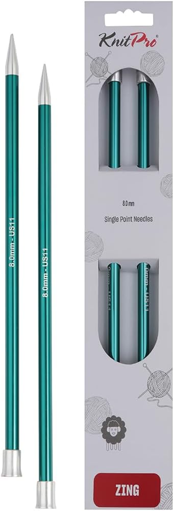 KnitPro Knitting Pins Single-Ended Zing 35cm x 8.00mm (Pair)