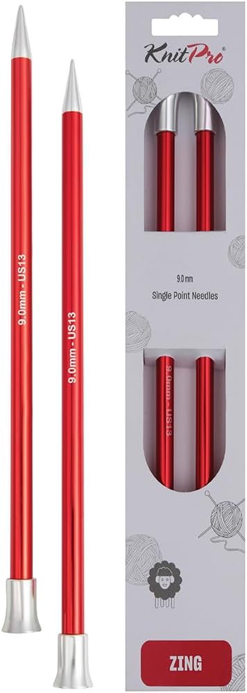KnitPro Knitting Pins Single-Ended Zing 35cm x 9.00mm (Pair)