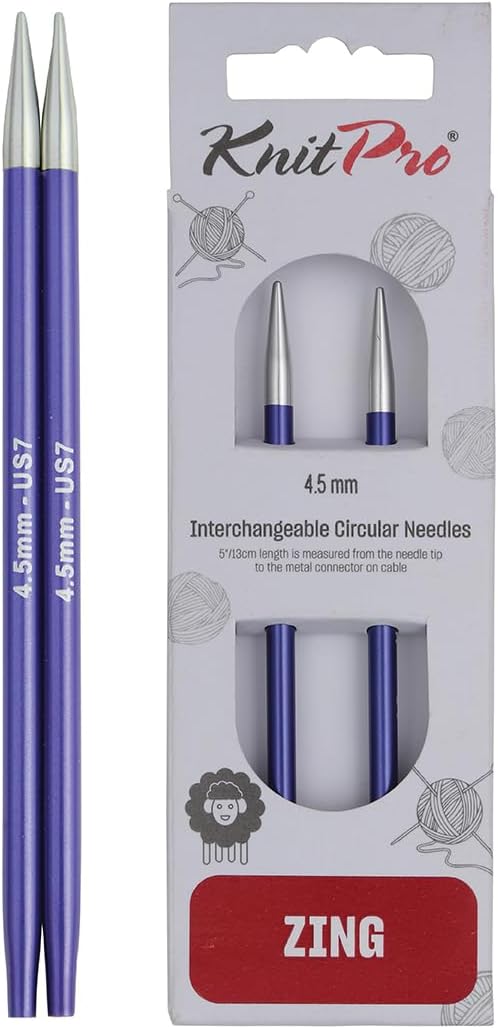 KnitPro Knitting Pins Circular Interchangeable Zing 10cm x 4.50mm (Pair)