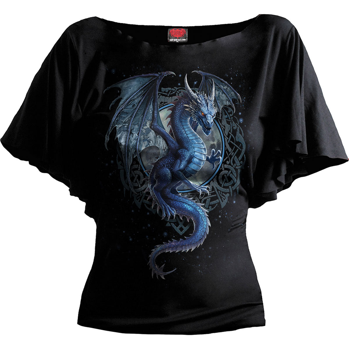 Spiral Ladies Latin Boatneck Top Storm Dragon Black (XXL)