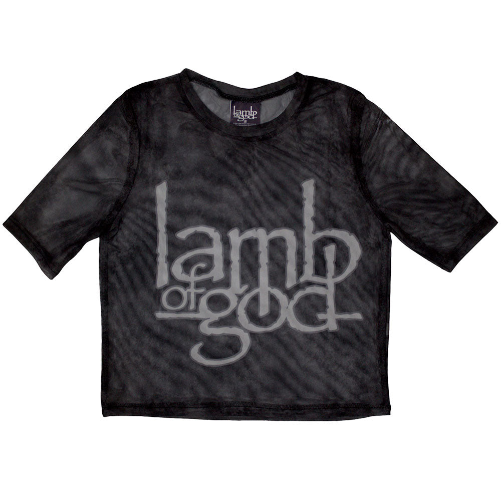 Lamb Of God Ladies Crop Top Logo (Mesh) Black (XS)