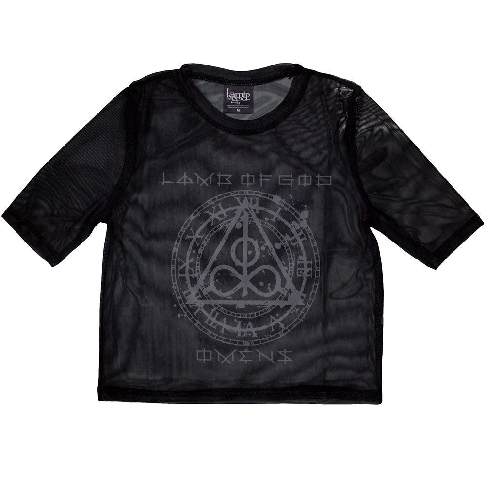 Lamb Of God Ladies Crop Top Omens Clock (Mesh) Black (XXL)