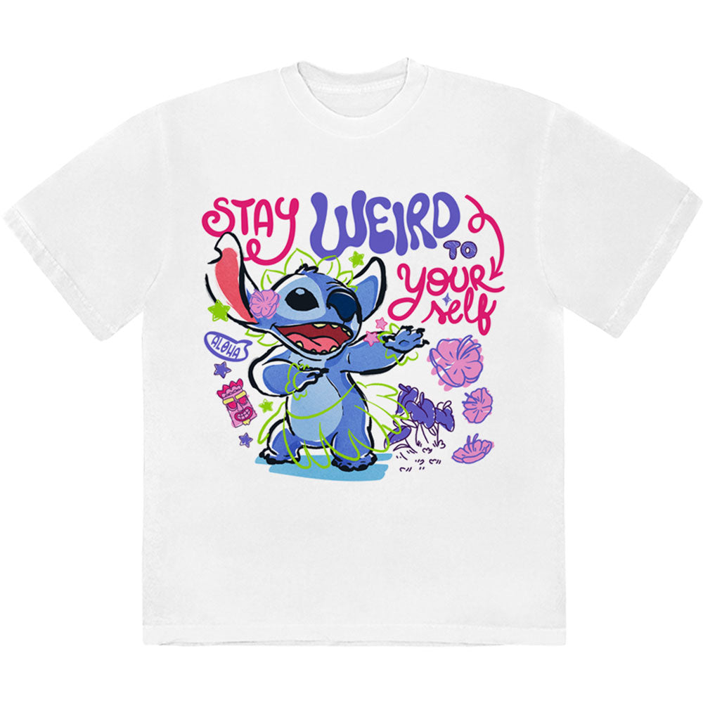Disney Unisex T-Shirt Lilo & Stitch Stay Weird To Yourself White (M)
