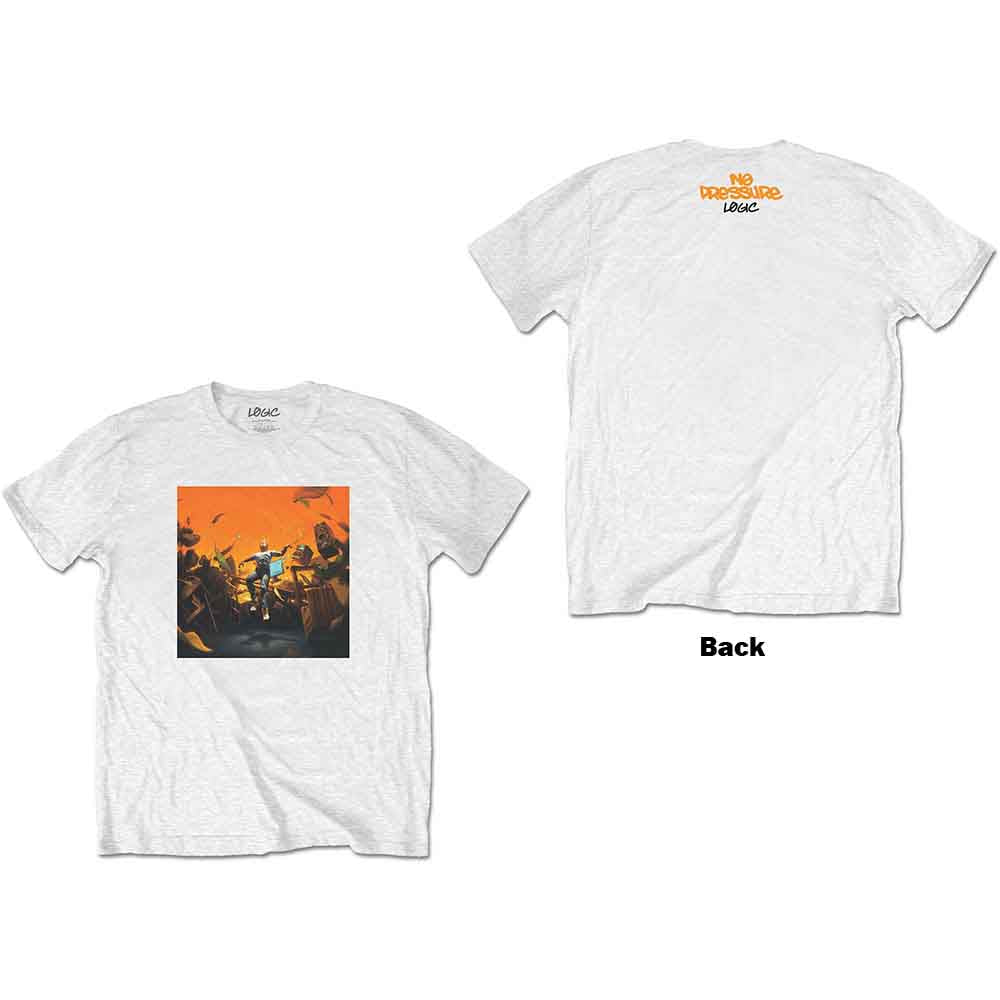 Logic Unisex T-Shirt No Pressure (Back Print) White (XL)