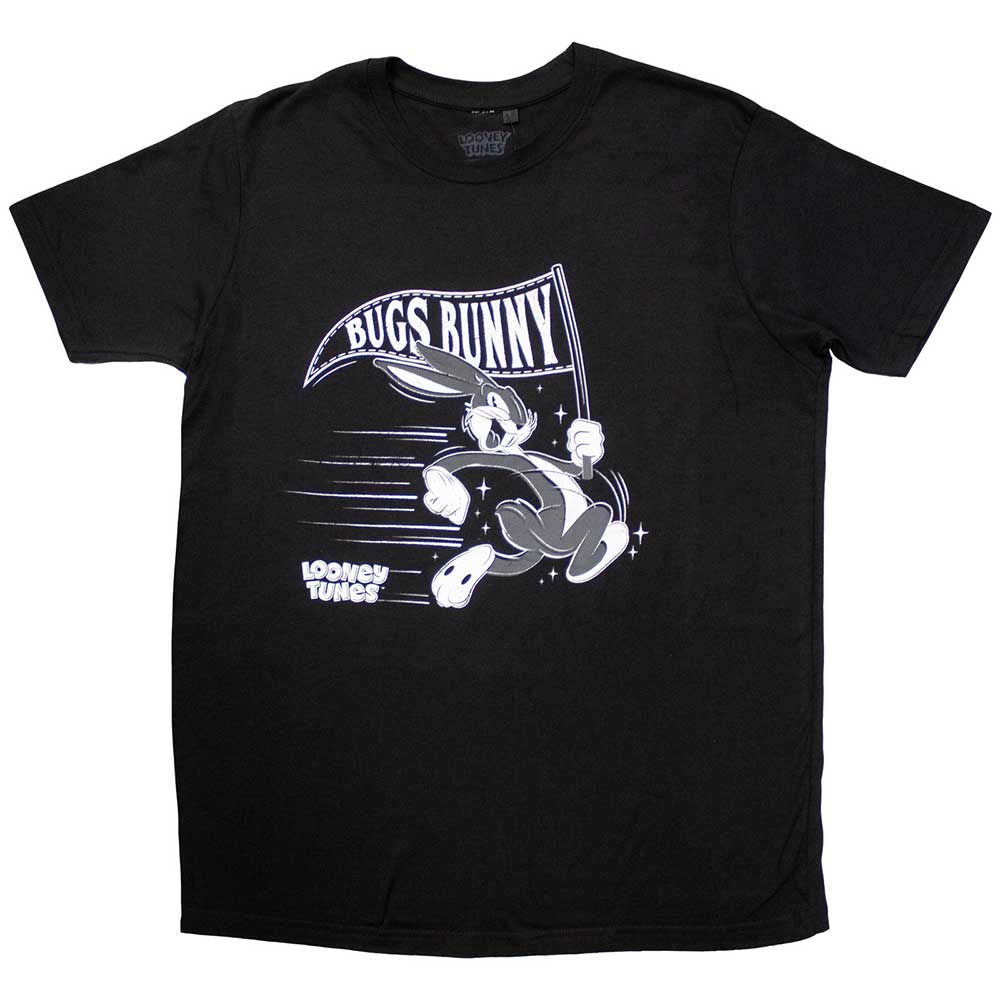 Looney Tunes Unisex T-Shirt Retro Bugs Flag Black (L)