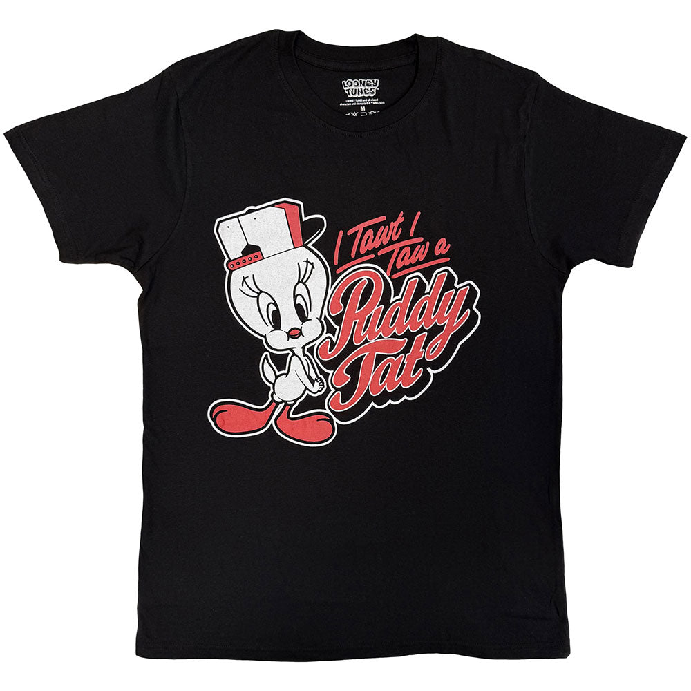 Looney Tunes Unisex T-Shirt I Tawt I Taw A Puddy Tat Black (XL)
