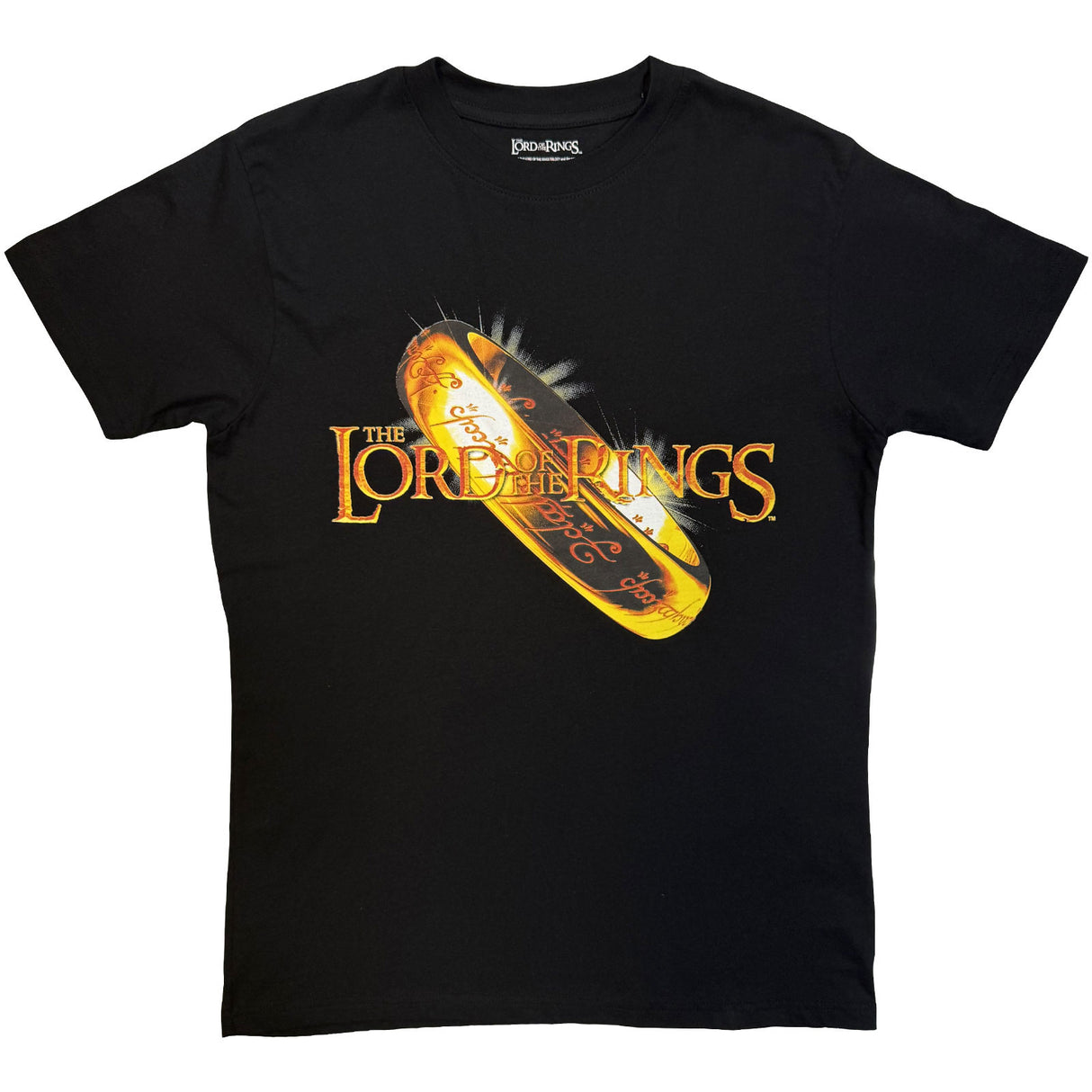 Lord Of the Rings Unisex T-Shirt Shiny Gold Ring Black (L)