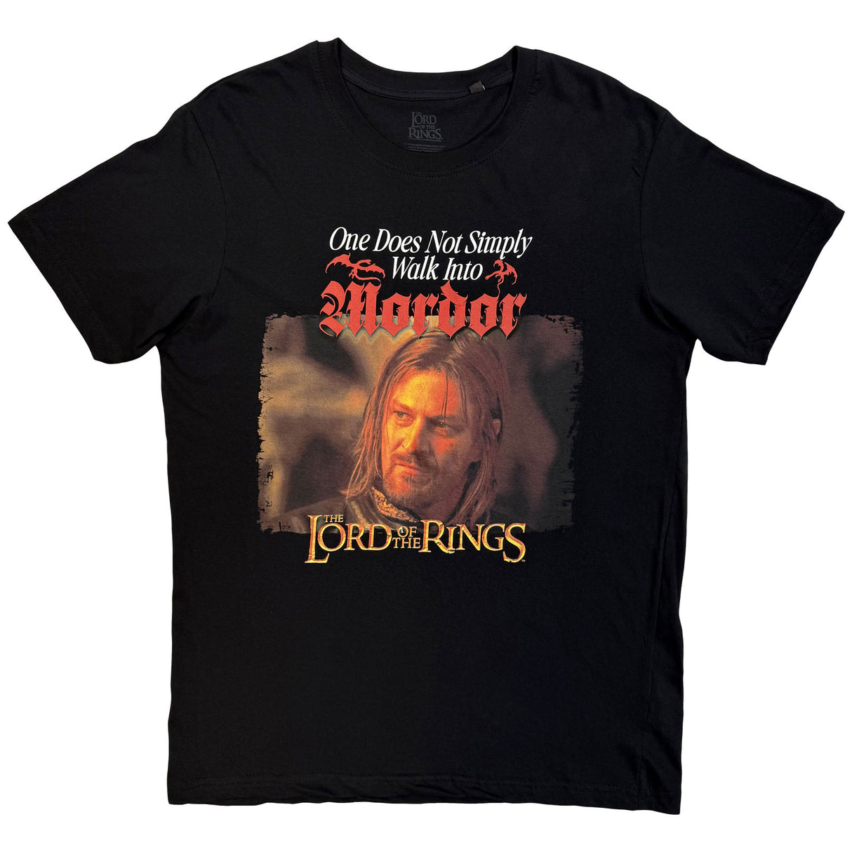 Lord Of The Rings Unisex T-Shirt Mordor Medieval Text Black (XL)