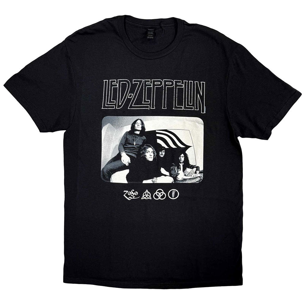 Led Zeppelin Unisex T-Shirt Icon Logo Photo Black (S)