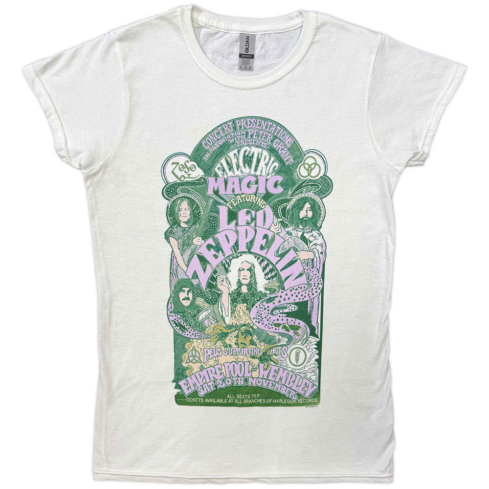 Led Zeppelin Ladies T-Shirt Electric Magic White (S)