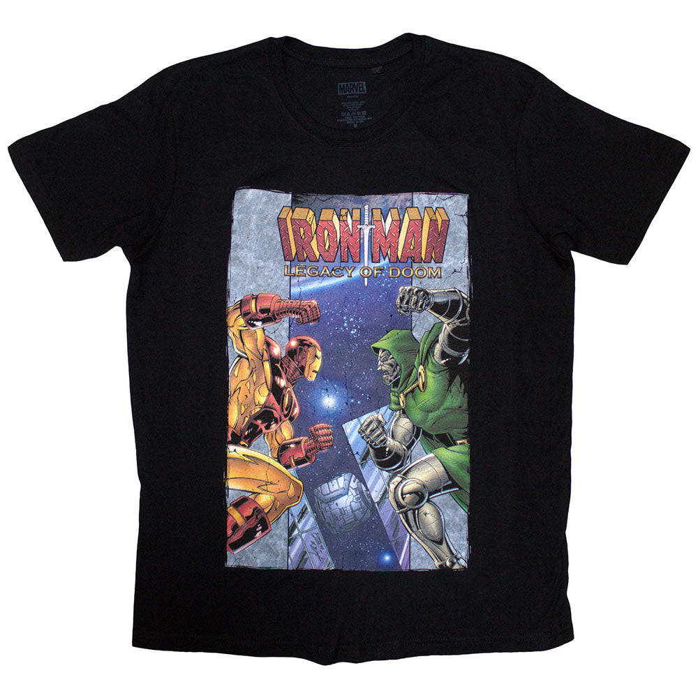 Marvel Comics Unisex T-Shirt Iron Man vs Dr Doom Black (M)
