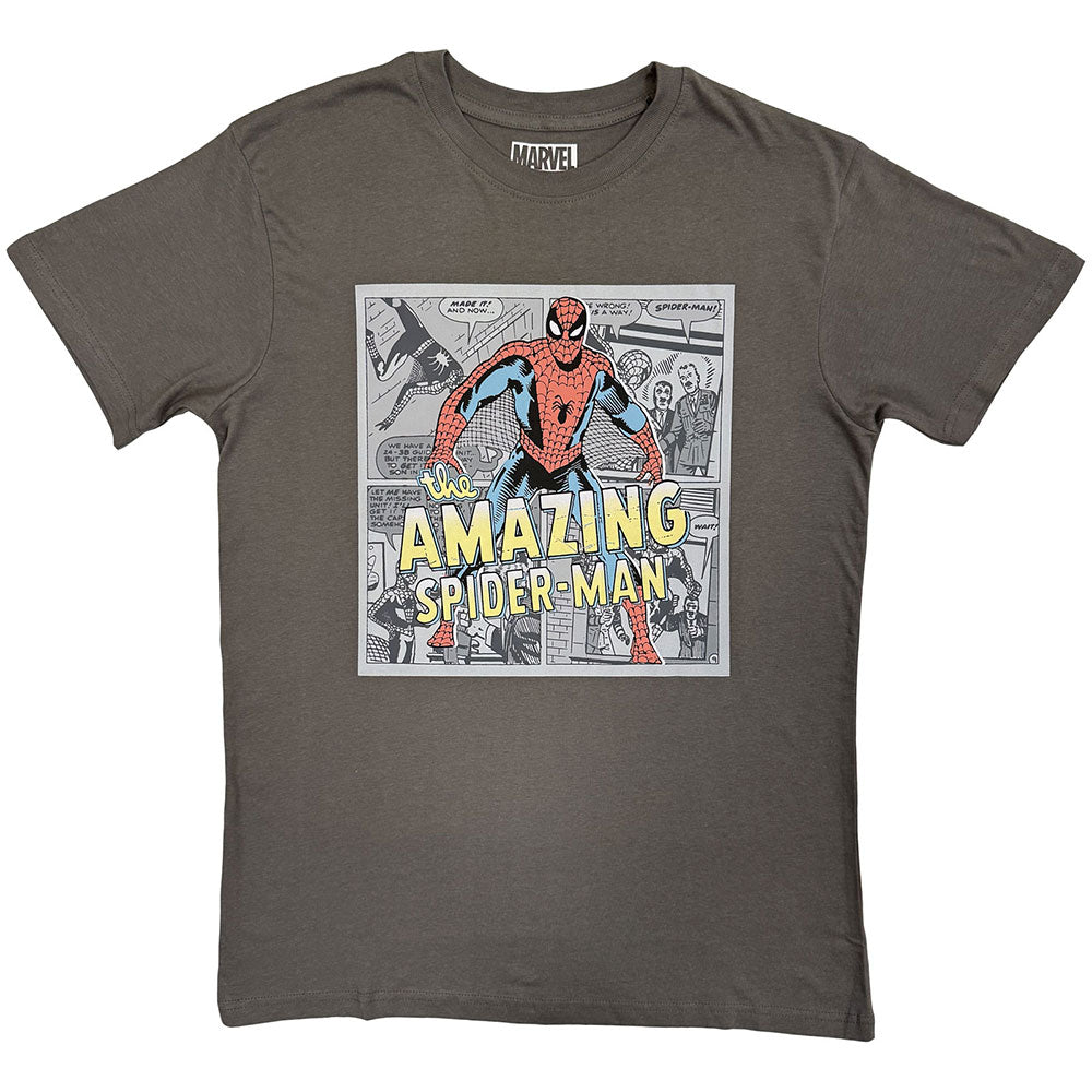 Marvel Comics Unisex T-Shirt Amazing Spider-Man Comic Background Grey (XL)