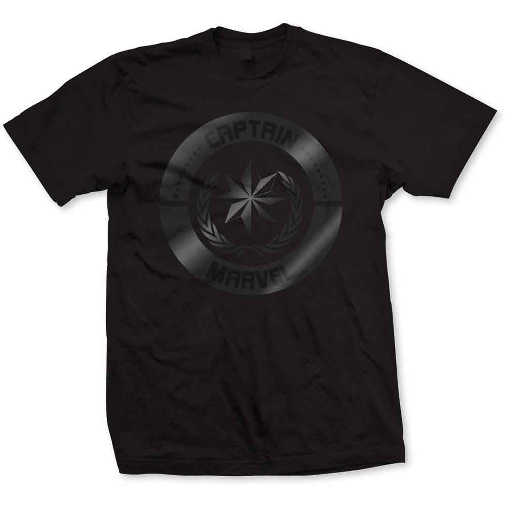Marvel Comics Unisex T-Shirt Captain Marvel Silver Circle Black (L)