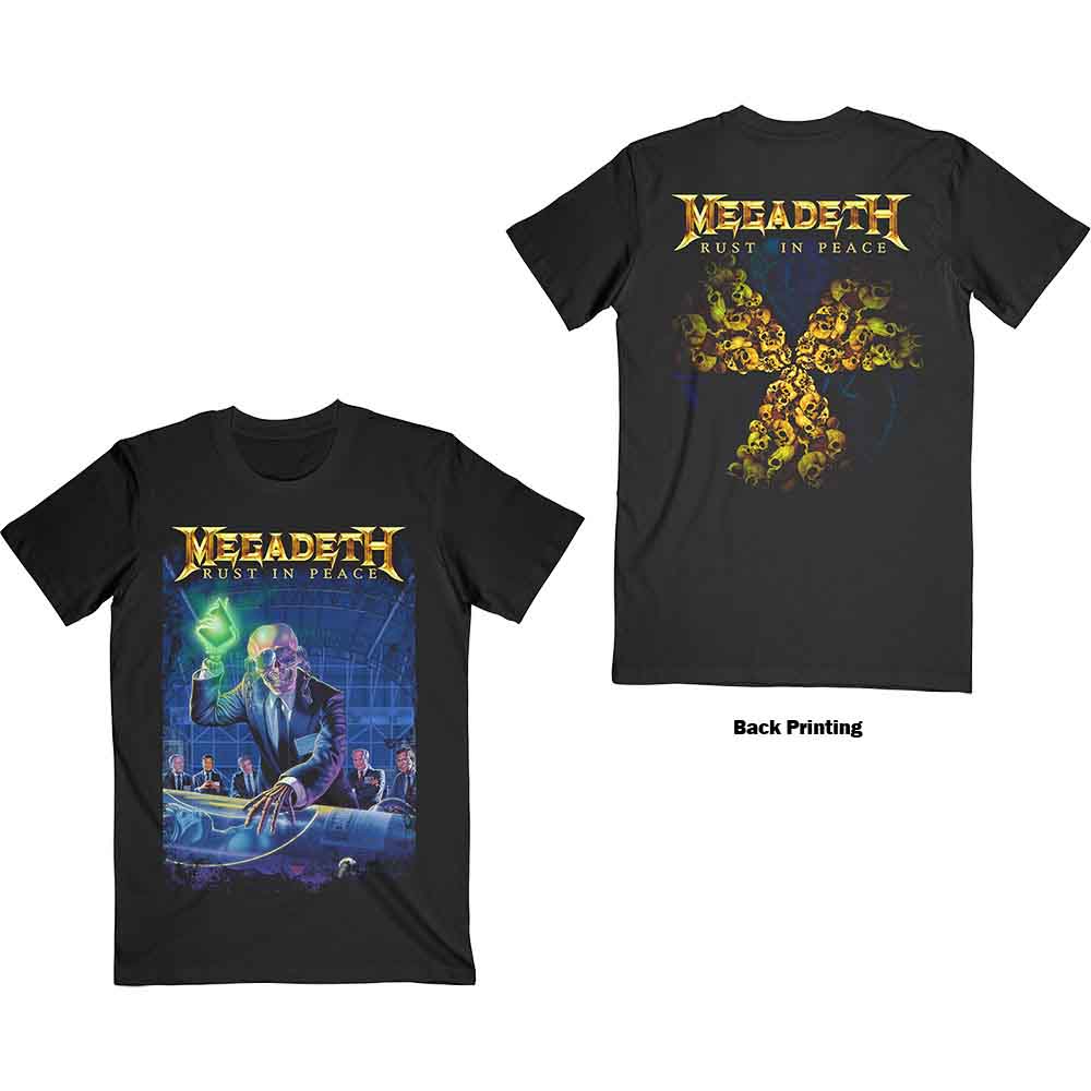 Megadeth Unisex T-Shirt Rust In Peace 30th Anniv. (Back Print) Black (L)