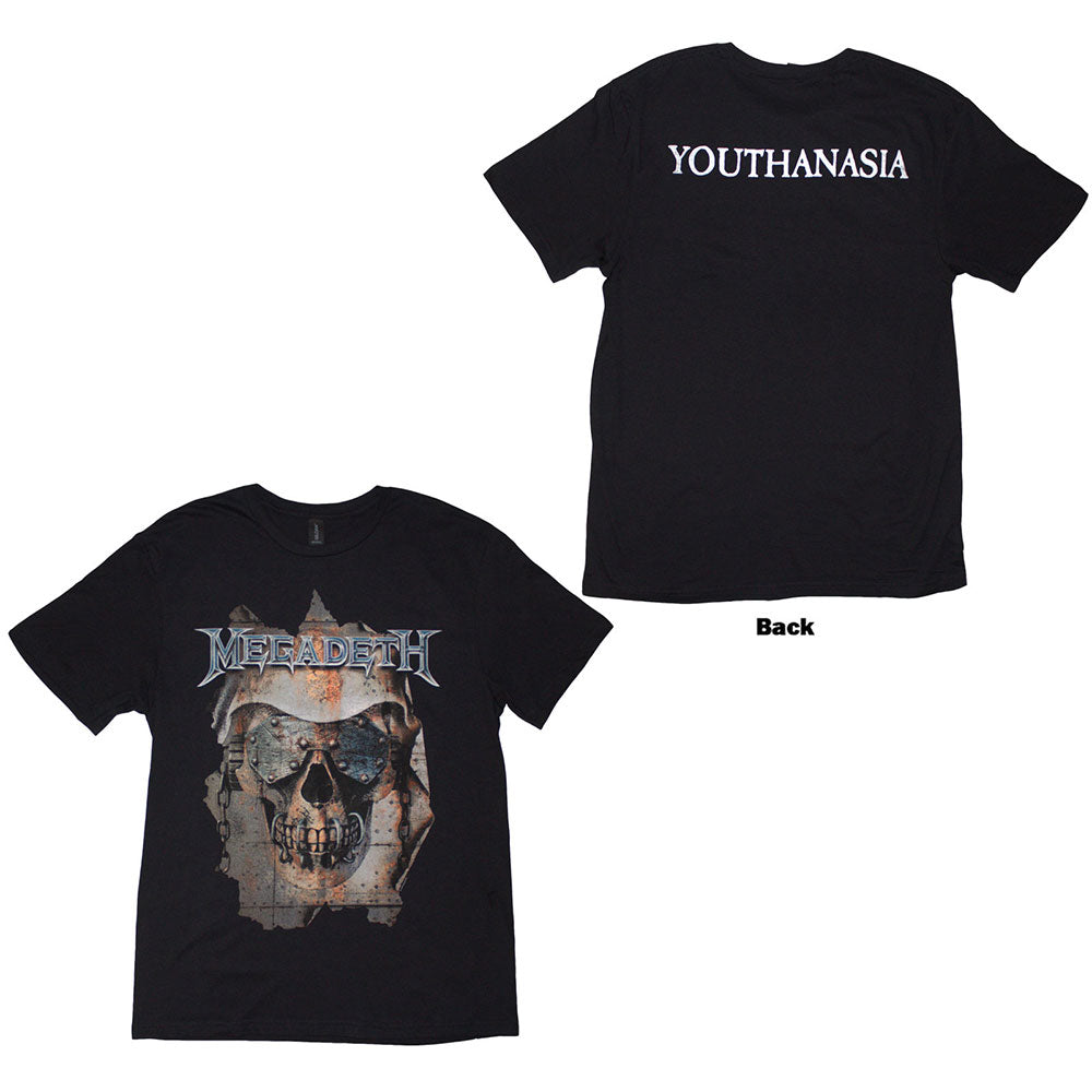 Megadeth Unisex T-Shirt Youthanasia Ripped Thru (Back Print) Black (XXL)
