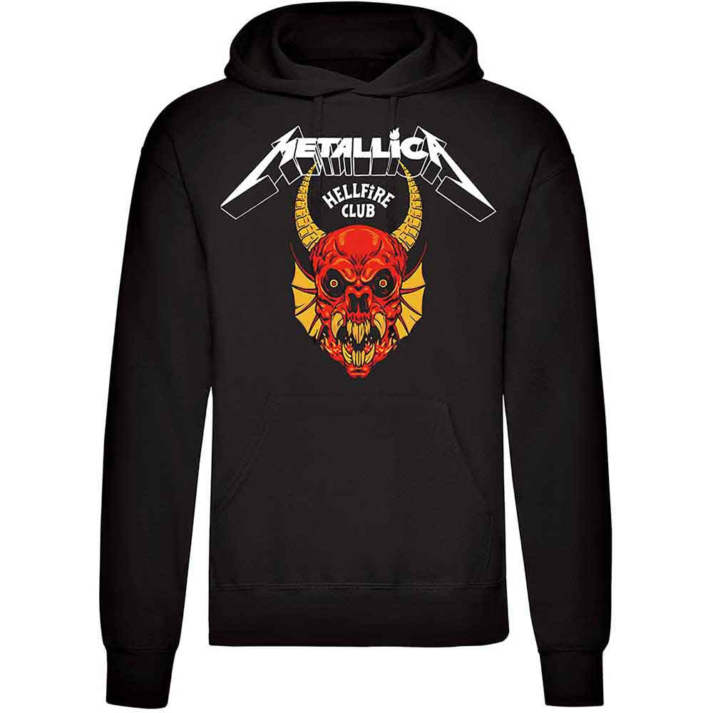 Metallica Unisex Pullover Hoodie Stranger Things Hellfire Demon Black (M)
