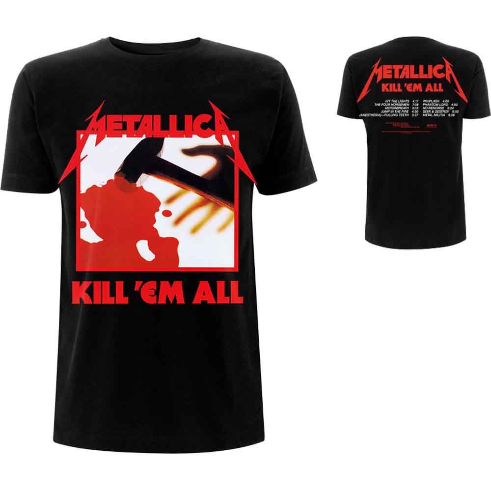 Metallica Unisex T-Shirt Kill 'Em All Tracks (Back Print) Black (M)