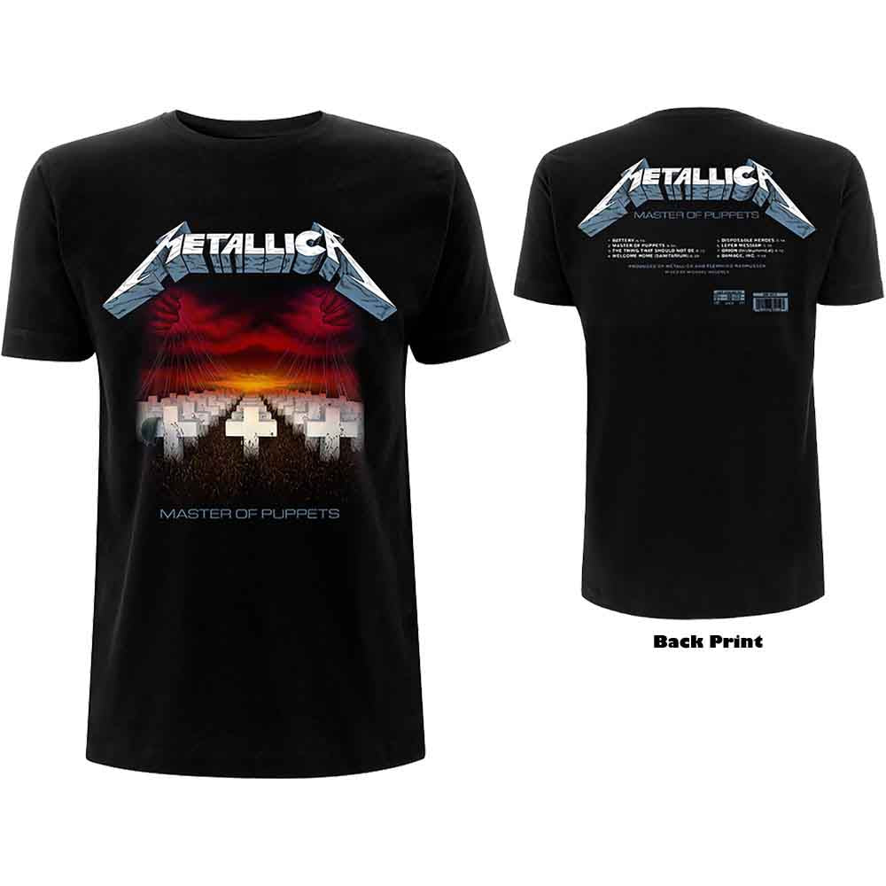 Metallica Unisex T-Shirt Master of Puppets Tracks Black (S)