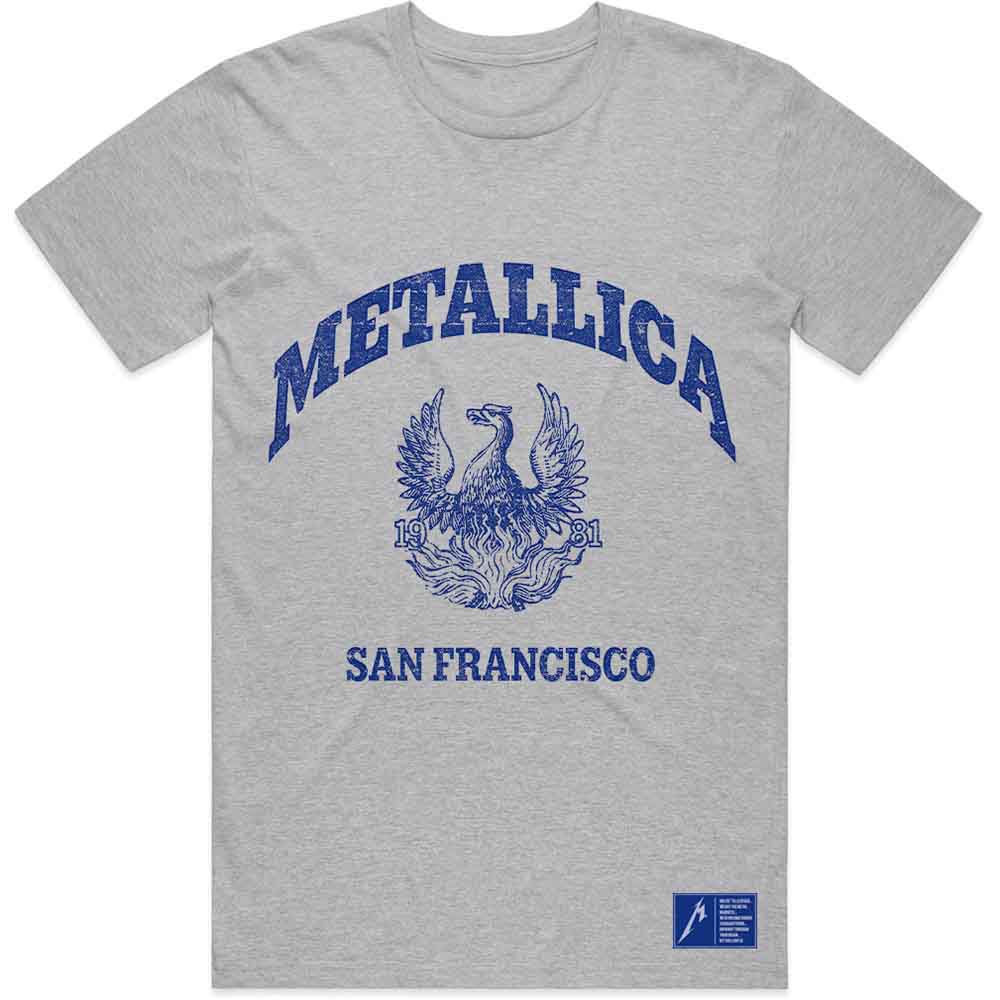 Metallica Unisex T-Shirt College Crest Grey (M)