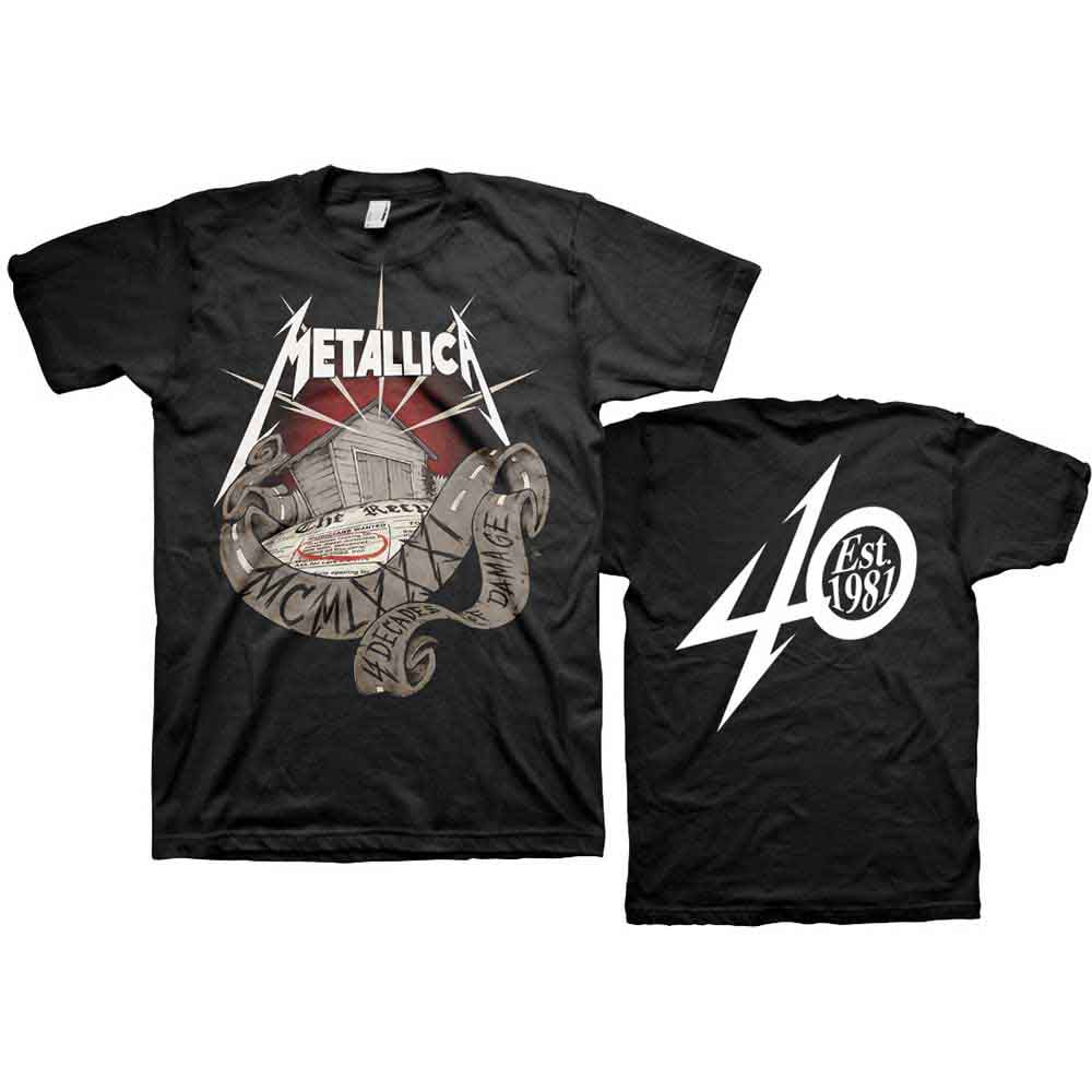 Metallica Unisex T-Shirt 40th Anniversary Garage (Back Print) Black (M)