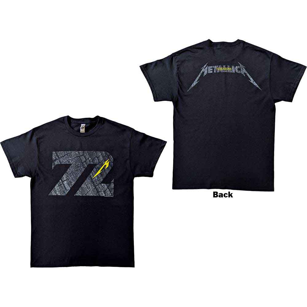 Metallica Unisex T-Shirt 72 Seasons Charred Logo (Back Print) Black (M)
