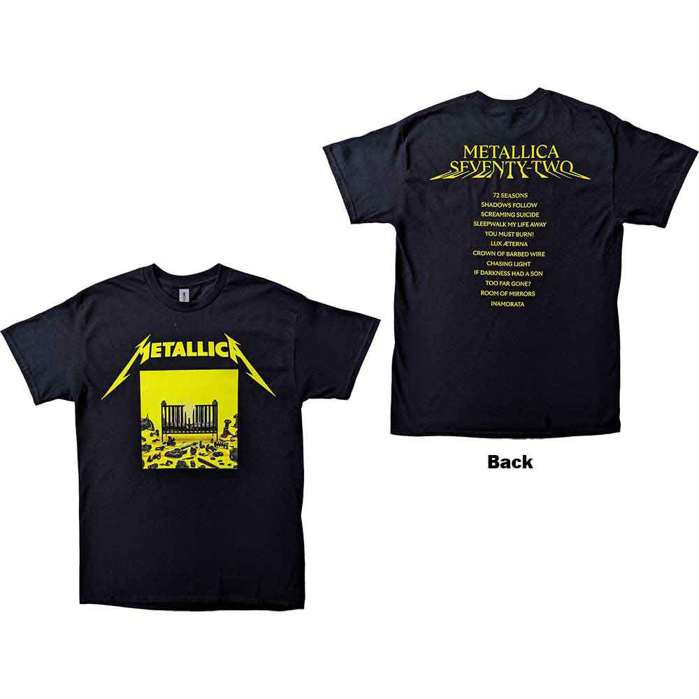 Metallica Unisex T-Shirt 72 Seasons Squared Cover (Back Print) Black (S)