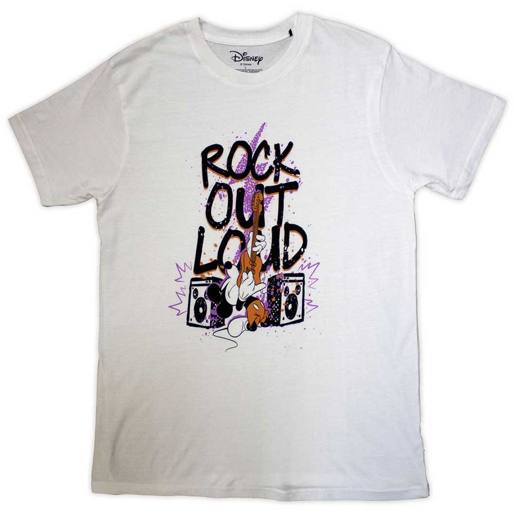Disney Unisex T-Shirt Mickey Mouse Rock Out Loud White (XXL)