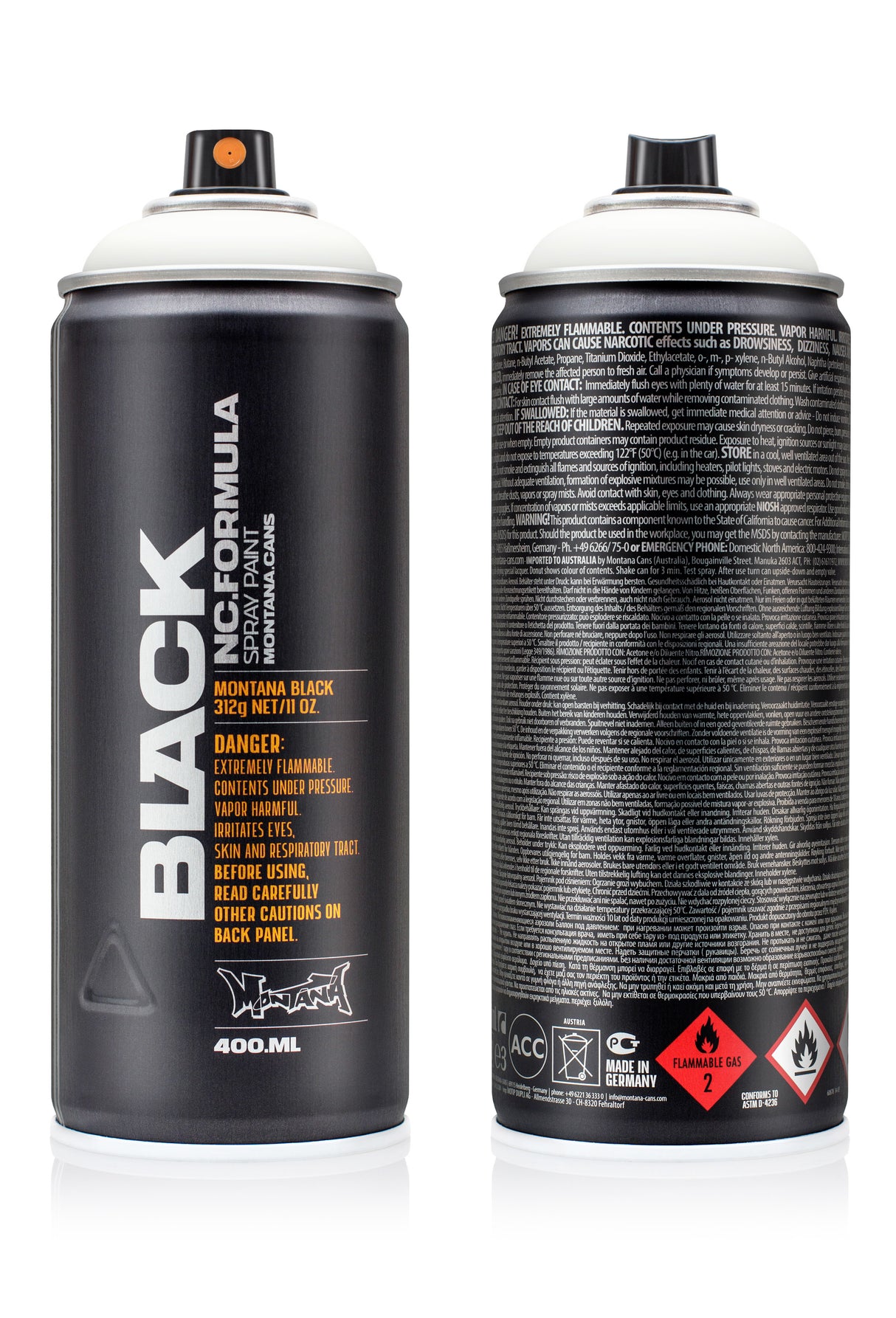 Montana BLACK 400ml Spray Paint White (9105)