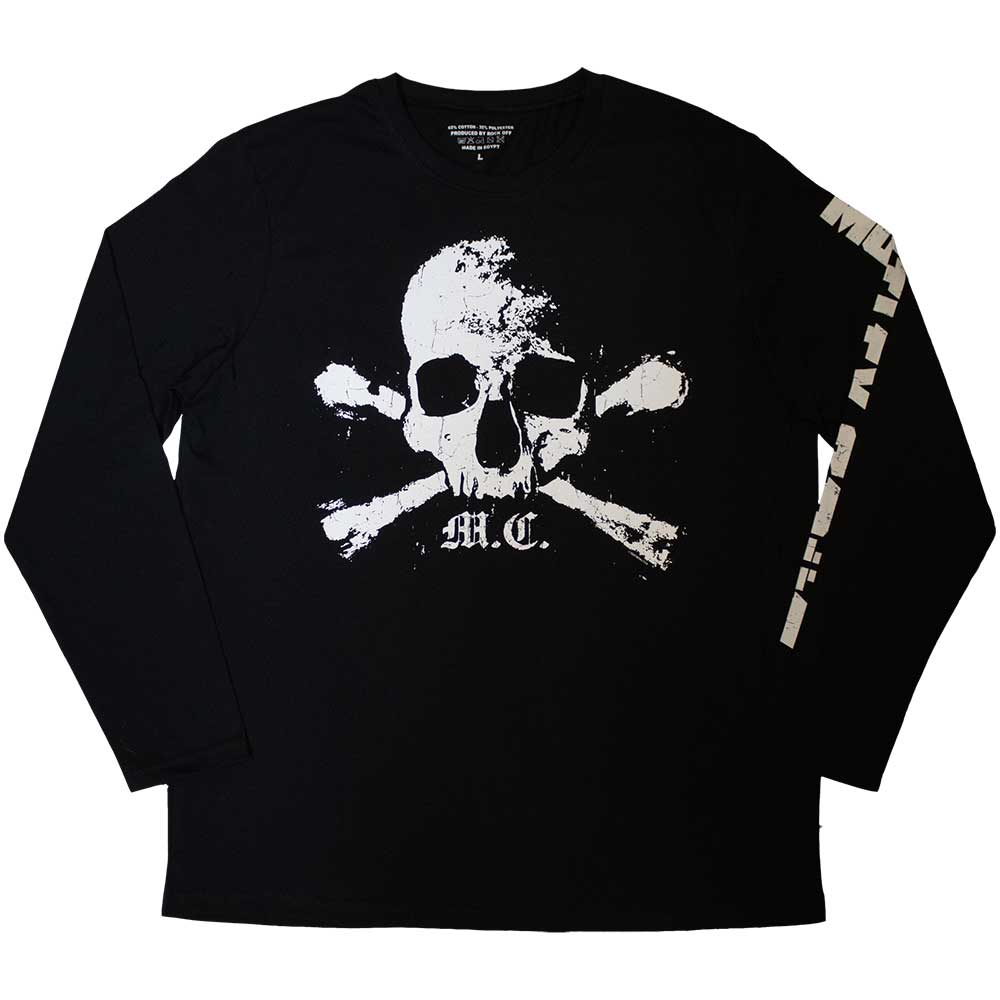 Motley Crue Unisex Long Sleeve T-Shirt Orbit Skull (Sleeve Print) Black (M)
