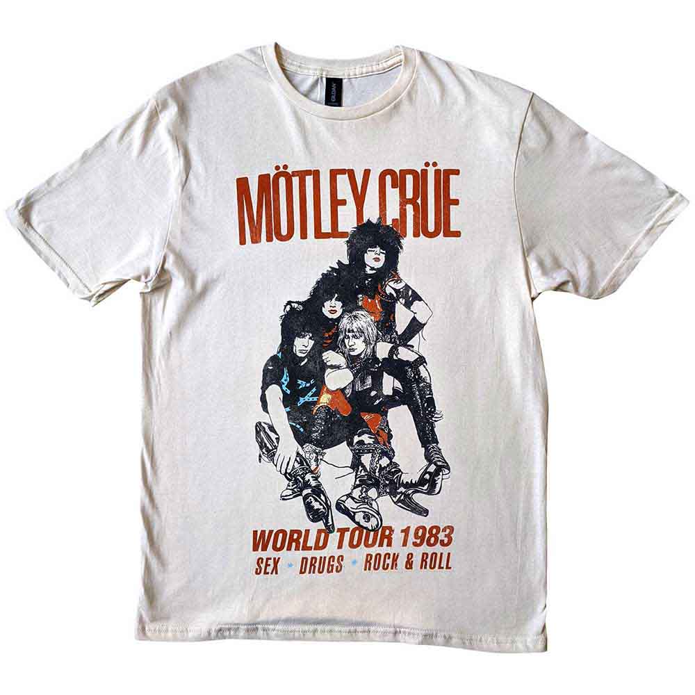 Motley Crue Men's T-Shirt World Tour Vintage White (M)
