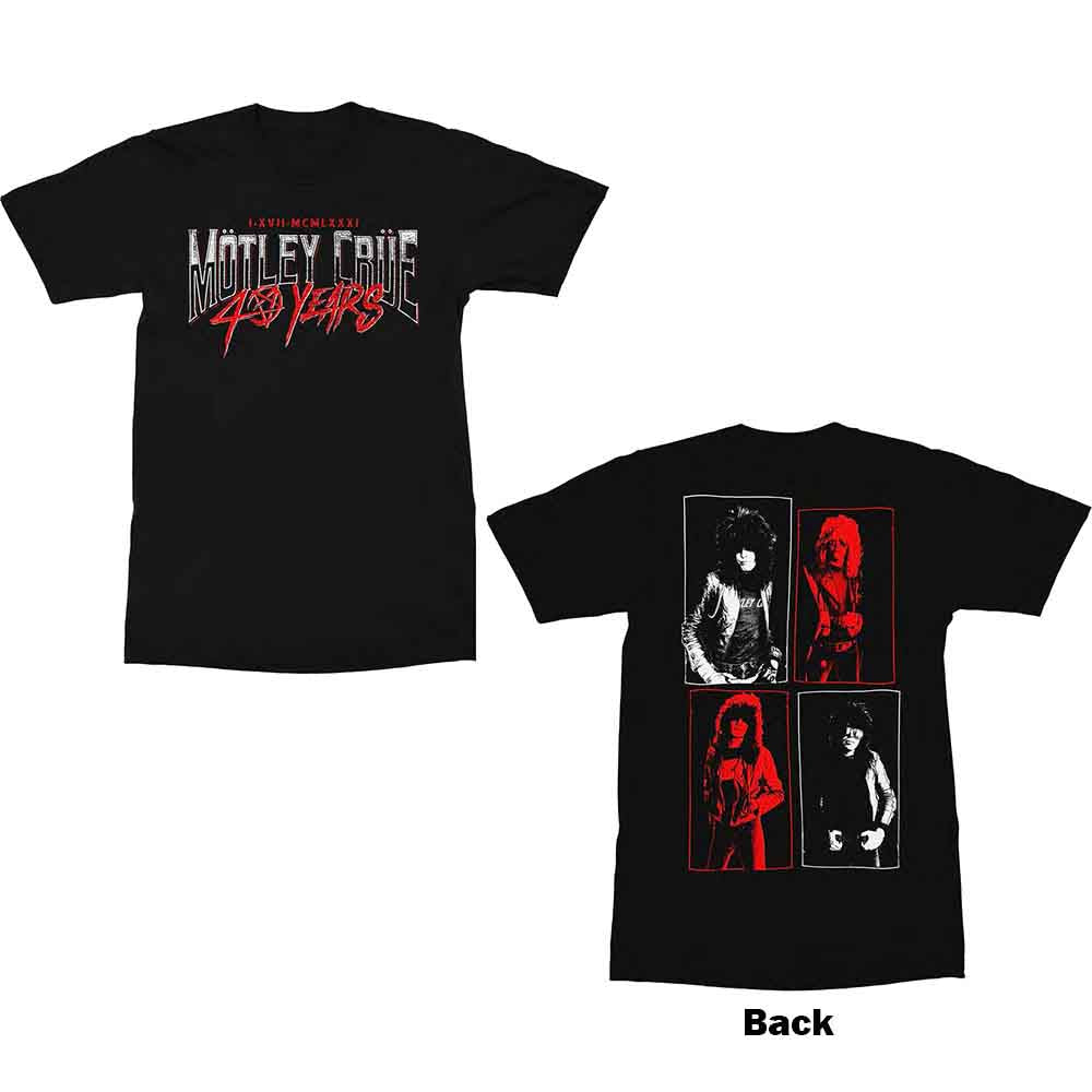 Motley Crue Unisex T-Shirt 40 Years (Back Print) Black (XL)