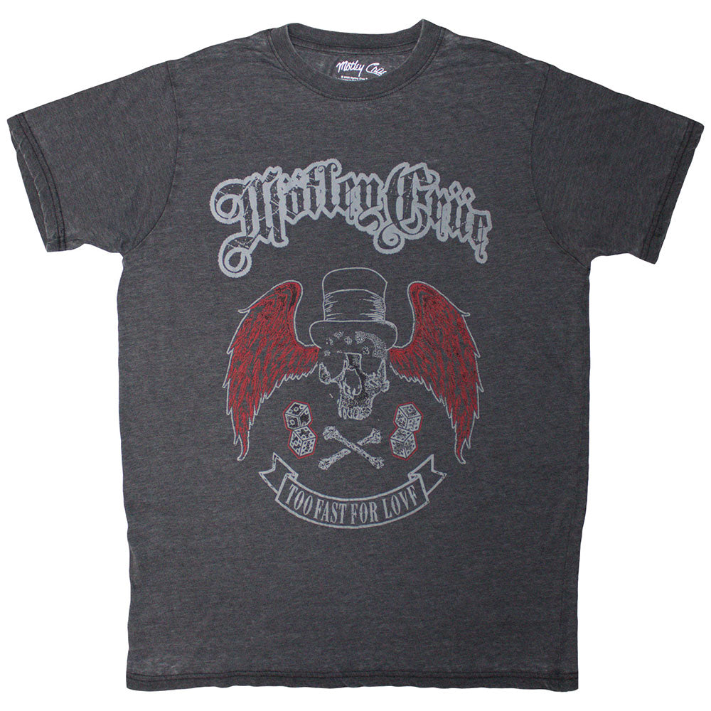 Motley Crue Unisex T-Shirt Skull Wings (Wash Collection) Black (M)