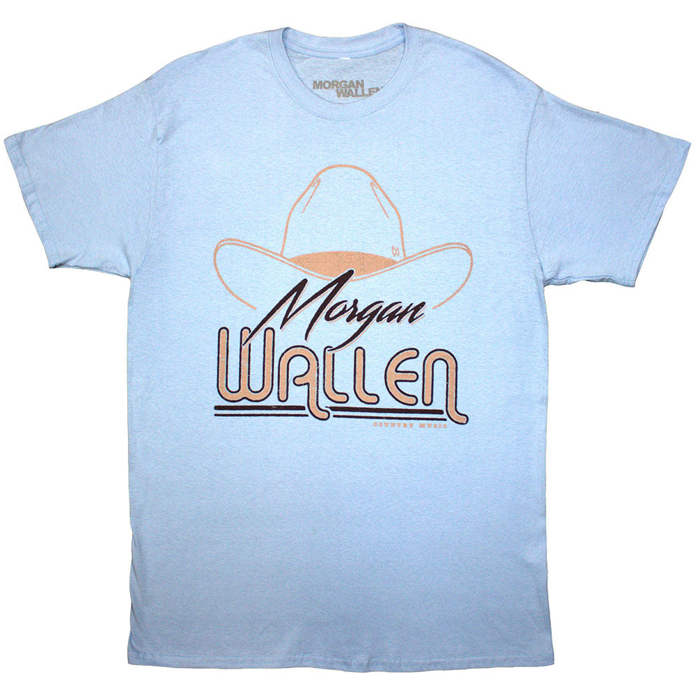 Morgan Wallen Unisex T-Shirt Cowboy Hat Blue (XXL)