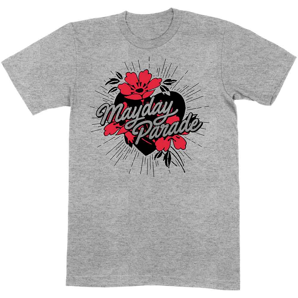 Mayday Parade Unisex T-Shirt Heart and Flowers Grey (M)