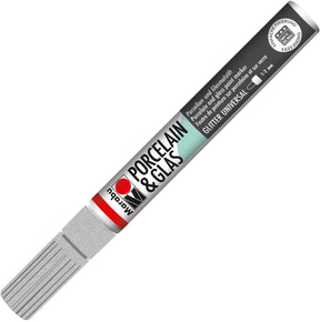 marabu porcelain glas painter marker pen glitter silver