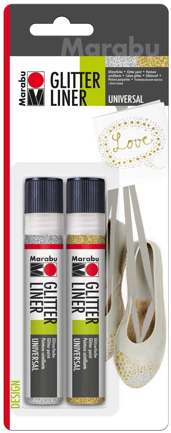 marabu glitter liner 25ml gold silver blistercard