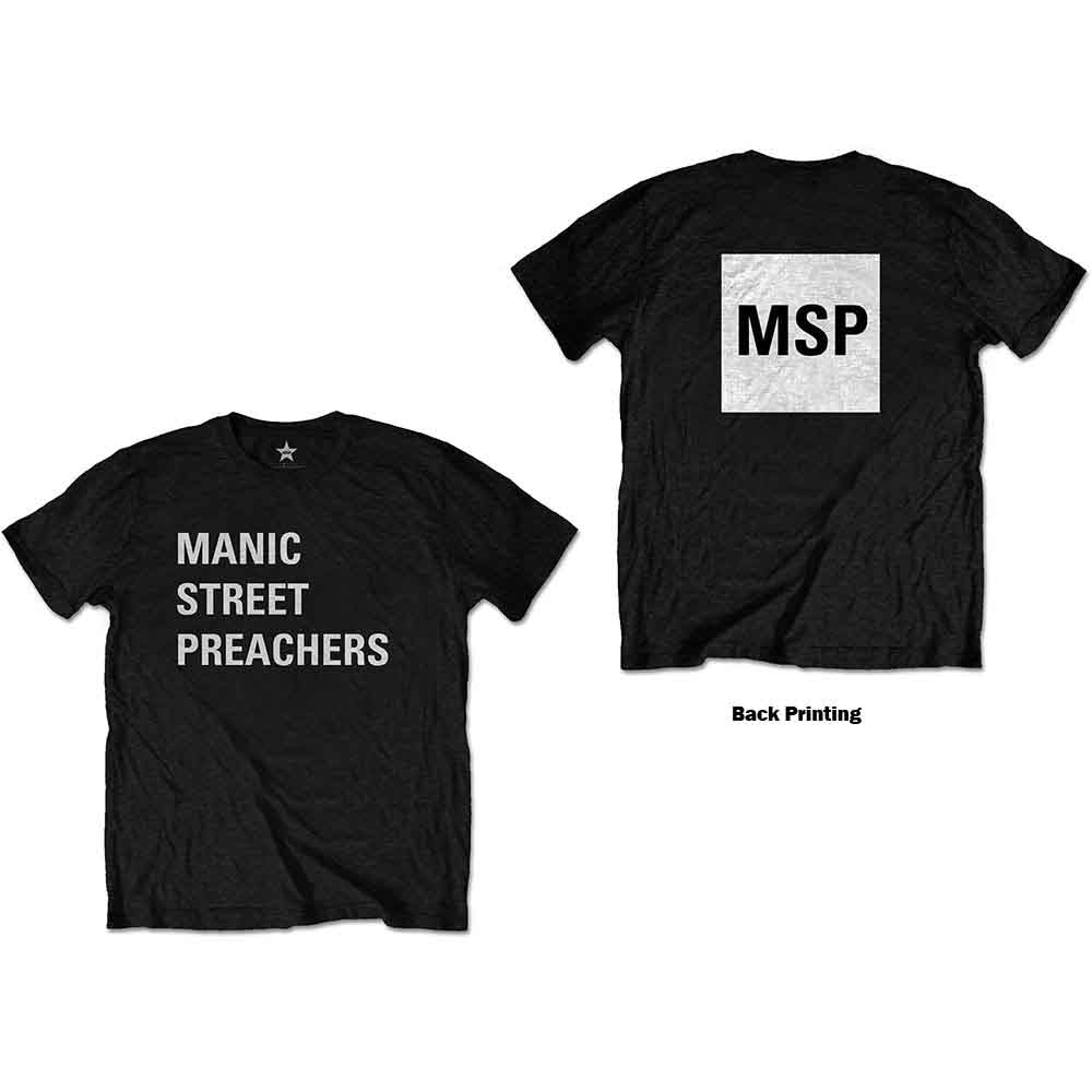Manic Street Preachers Unisex T-Shirt Block Logo (Back Print) Black (S)