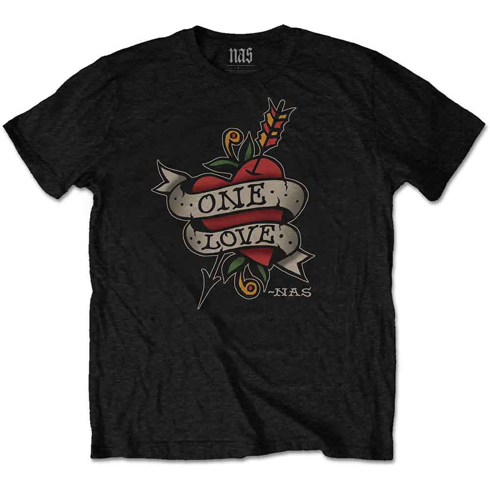 NAS Men's T-Shirt Love Tattoo Black (L)