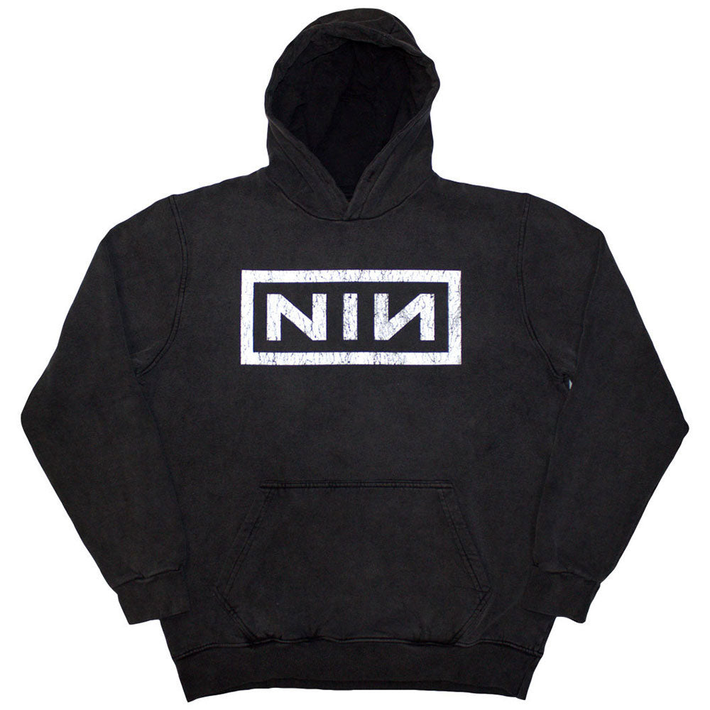 Nine Inch Nails Unisex Stone Wash Pullover Hoodie Classic Logo (Wash Collection) Grey (XXL)