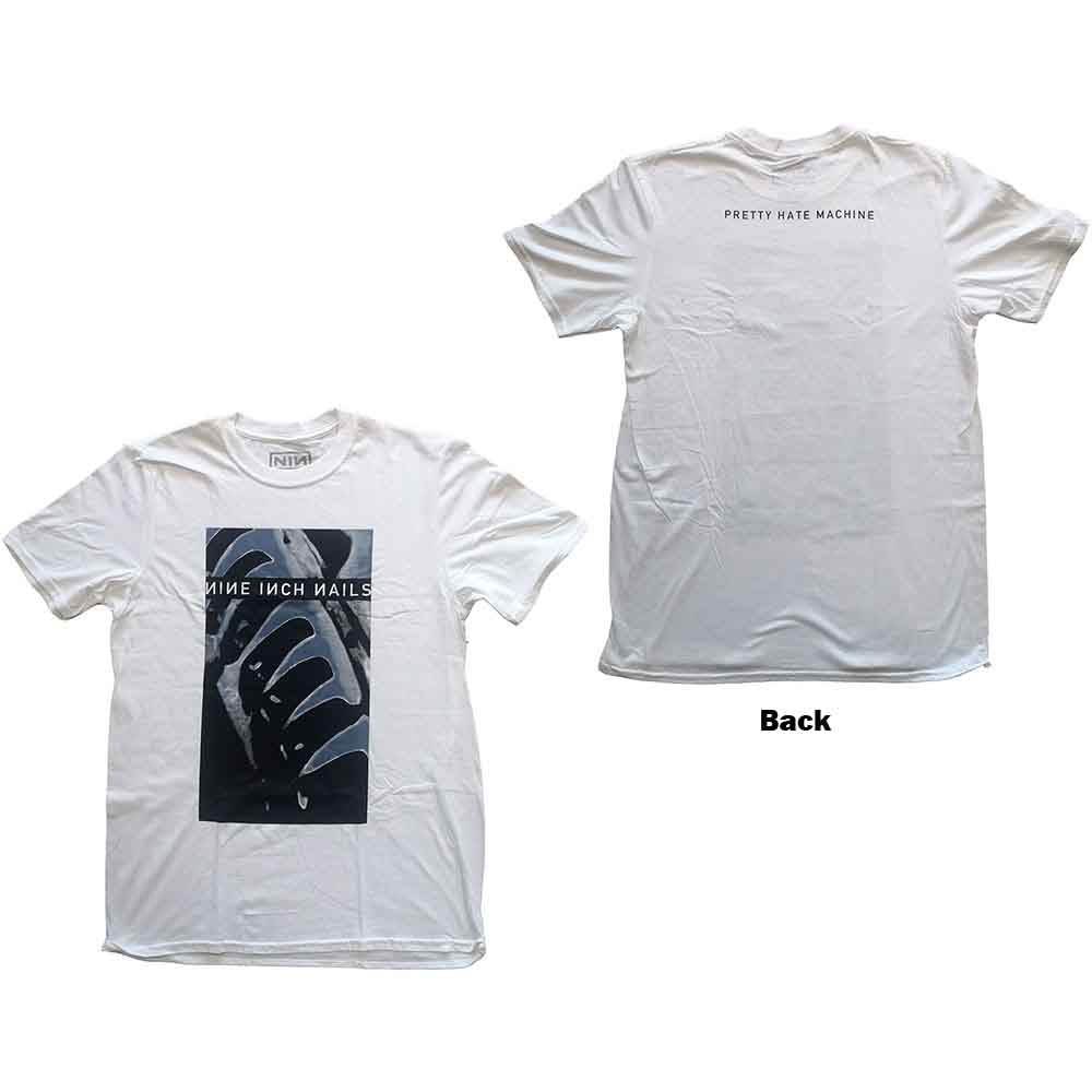 Nine Inch Nails Unisex T-Shirt Pretty Hate Machine (Back Print) White (XL)