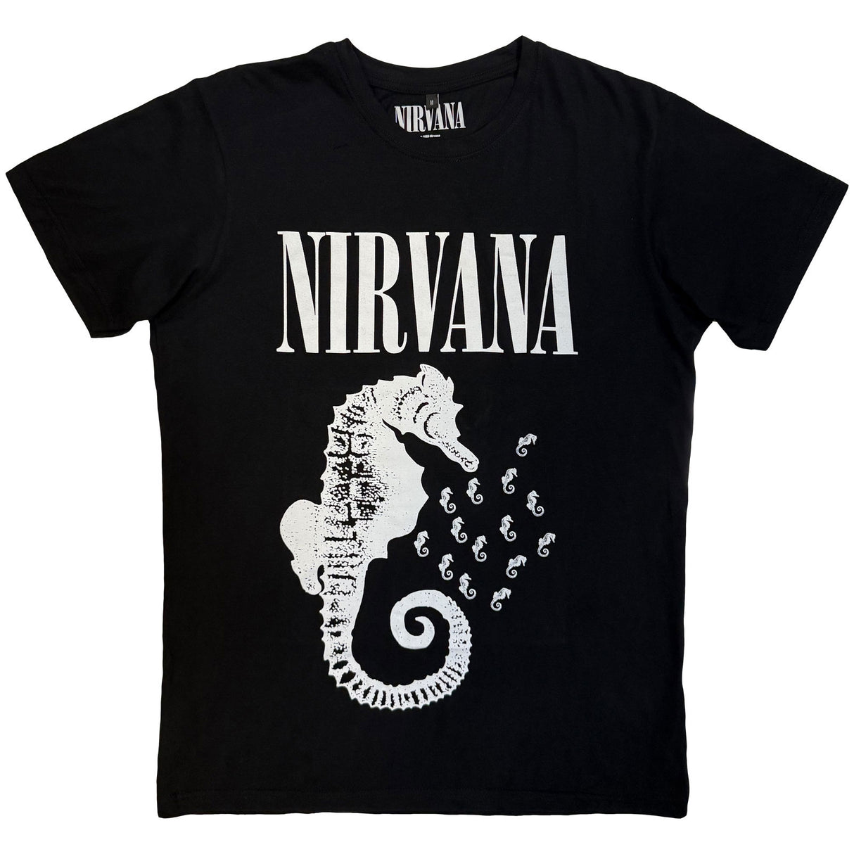 Nirvana Unisex Carbon T-Shirt Seahorse & Logo Mono Black (XL)