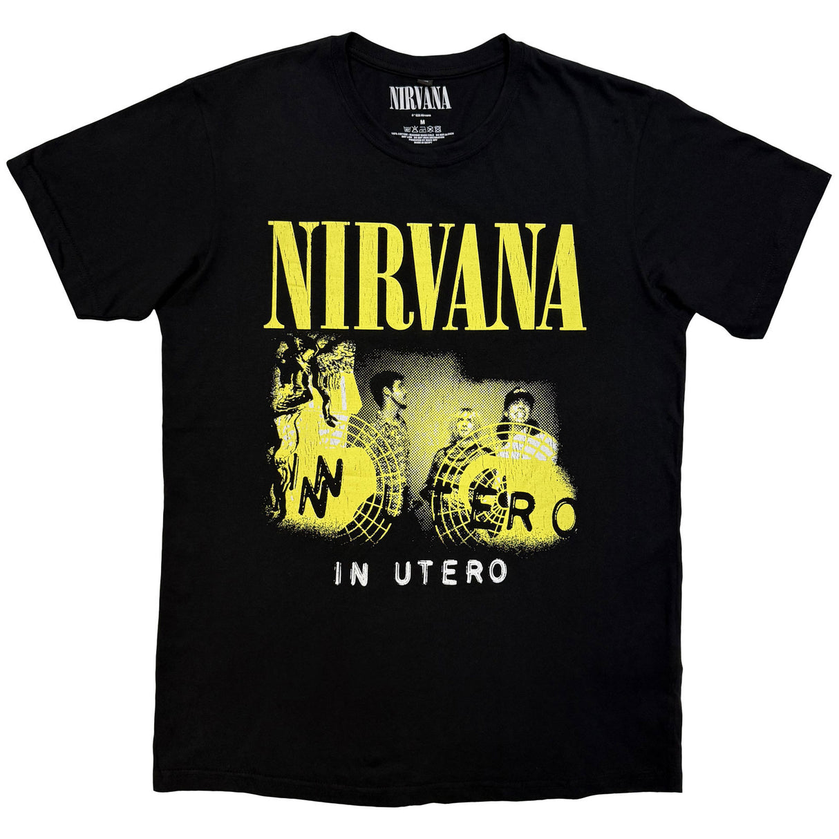 Nirvana Unisex Carbon T-Shirt In Utero Band Photo Black (L)