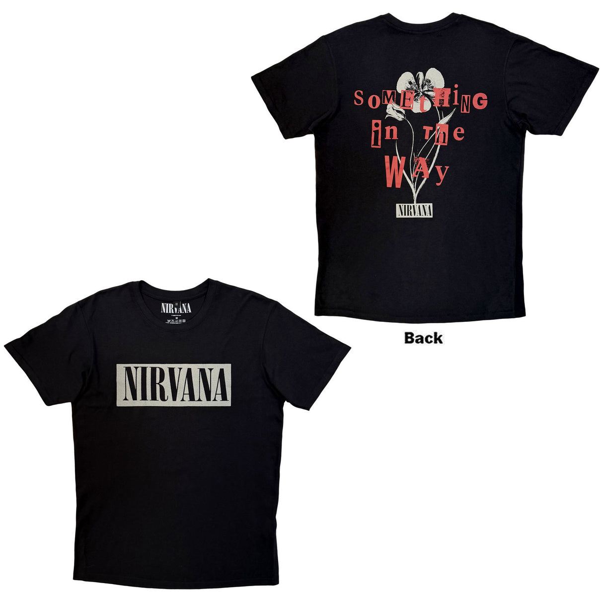 Nirvana Unisex Carbon T-Shirt Something In The Way (Back Print) Black (M)